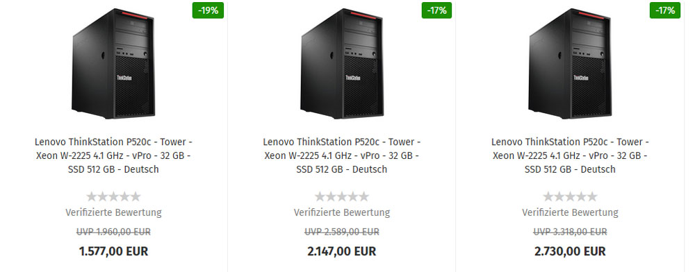 Übersicht Lenovo Workstation Thinkstation P520c